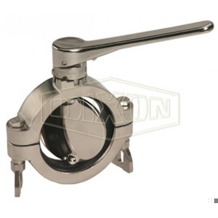 Dixon Butterfly Valve, Series: B5102, 1-1/2 in Nominal, Clamp End, 15 to 200 deg F, 3-Position Reversible B5102V150-A